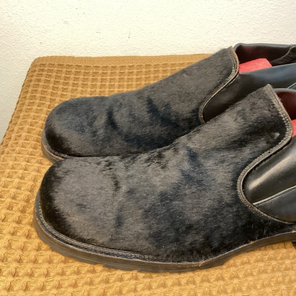 Bacco Mens Bucci Black Calf Hair Mens Sz 16 Loafers Shoes Made in Italy - Picture 4 of 11